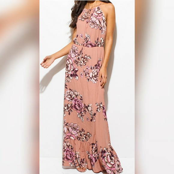 ❤️LAST ONE❤️ 🌿DUSTY HALTER MAXI DRESS🌿 - Picture 3 of 8